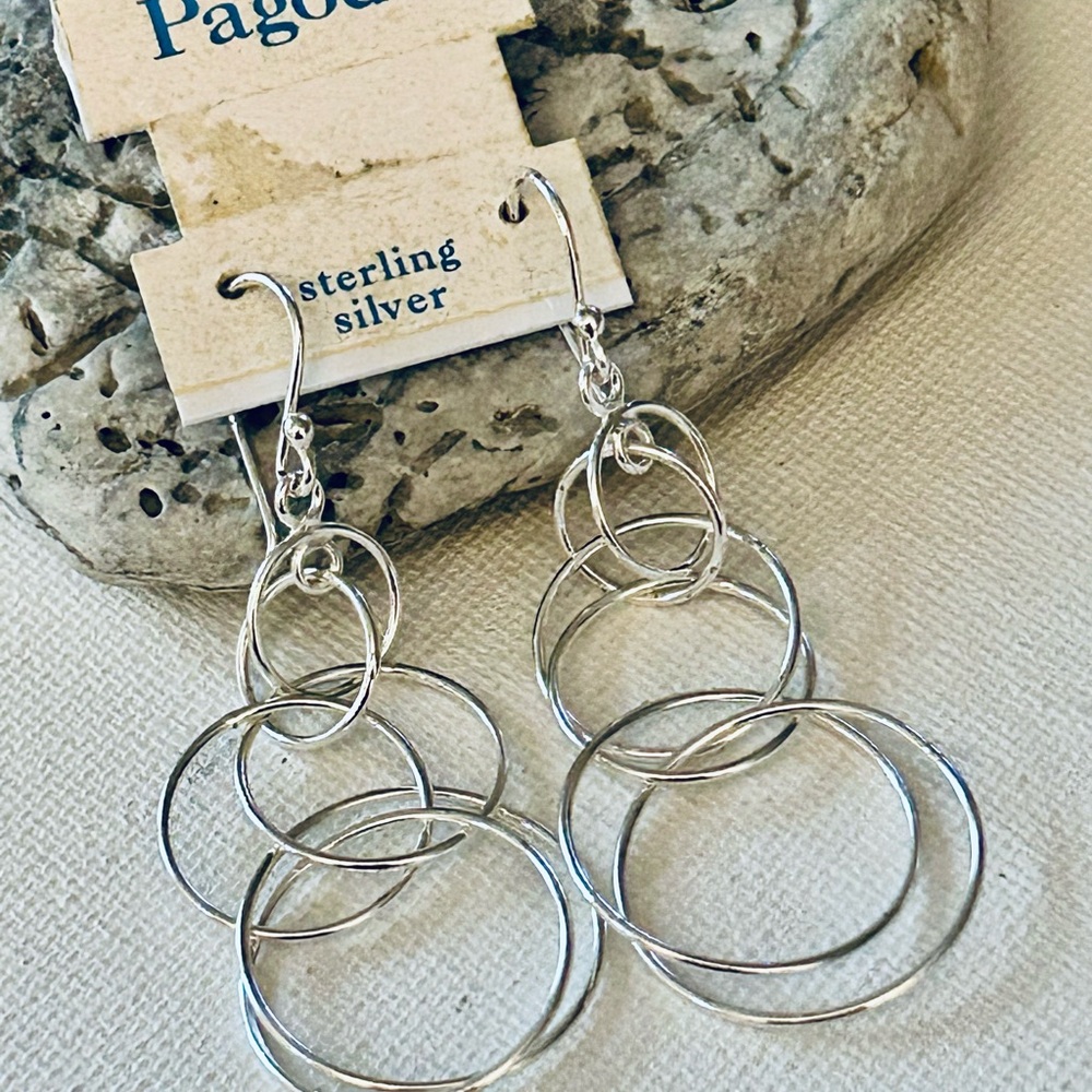 Sterling Silver Pagoda Earrings